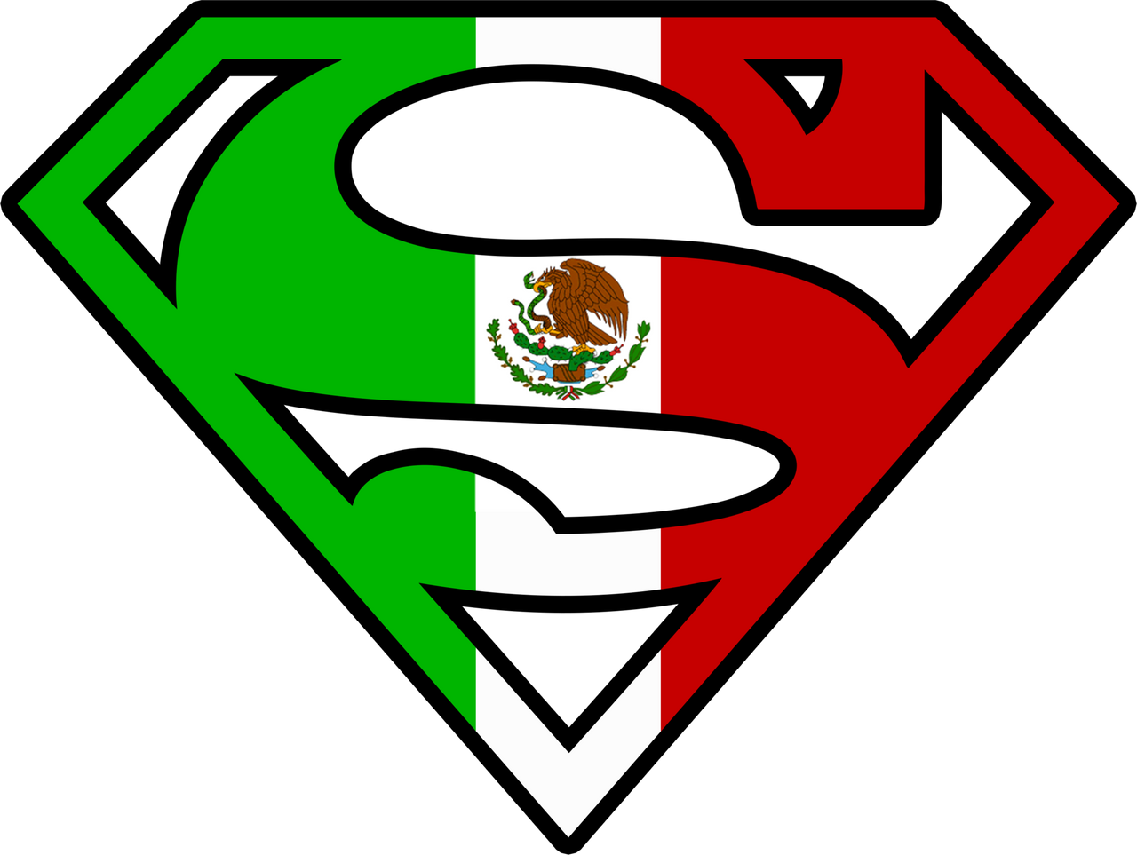 Superman Mexican Flag Logo Black Tshirt - TshirtNow.net - 3