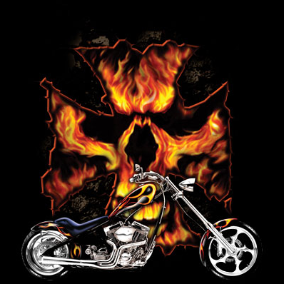 Bike Flames Biker Tshirt - TshirtNow.net - 2