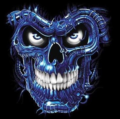 Terminator Skull Blue Fantasy Tshirt - TshirtNow.net - 2