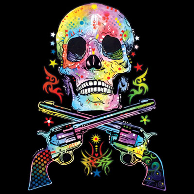 Neon Skull and Gun Tshirt - TshirtNow.net - 2