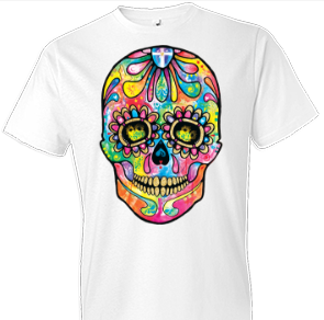 Neon Skull Day of The Dead Tshirt - TshirtNow.net - 1
