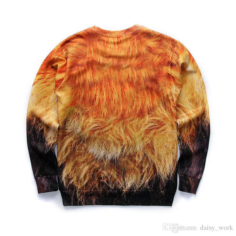 3D Allover Print Lion Face Crewneck Sweatshirt - TshirtNow.net - 3