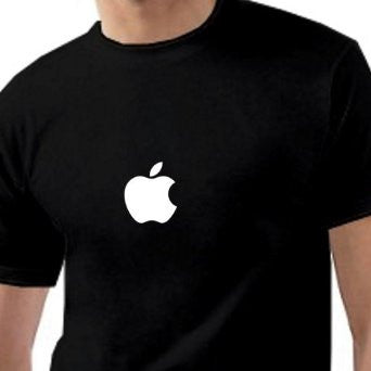 Apple Logo Tshirt Black With White Print - TshirtNow.net - 1