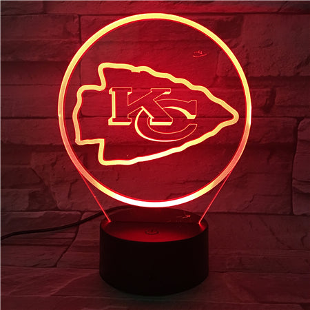 NFL KANSAS CITY CHIEFS LOGO 3D LED LIGHT LAMP