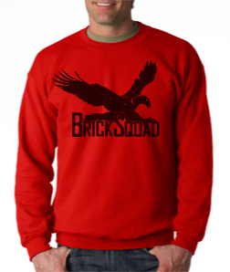 Brick Squad Crewneck: Red With Black Print - TshirtNow.net