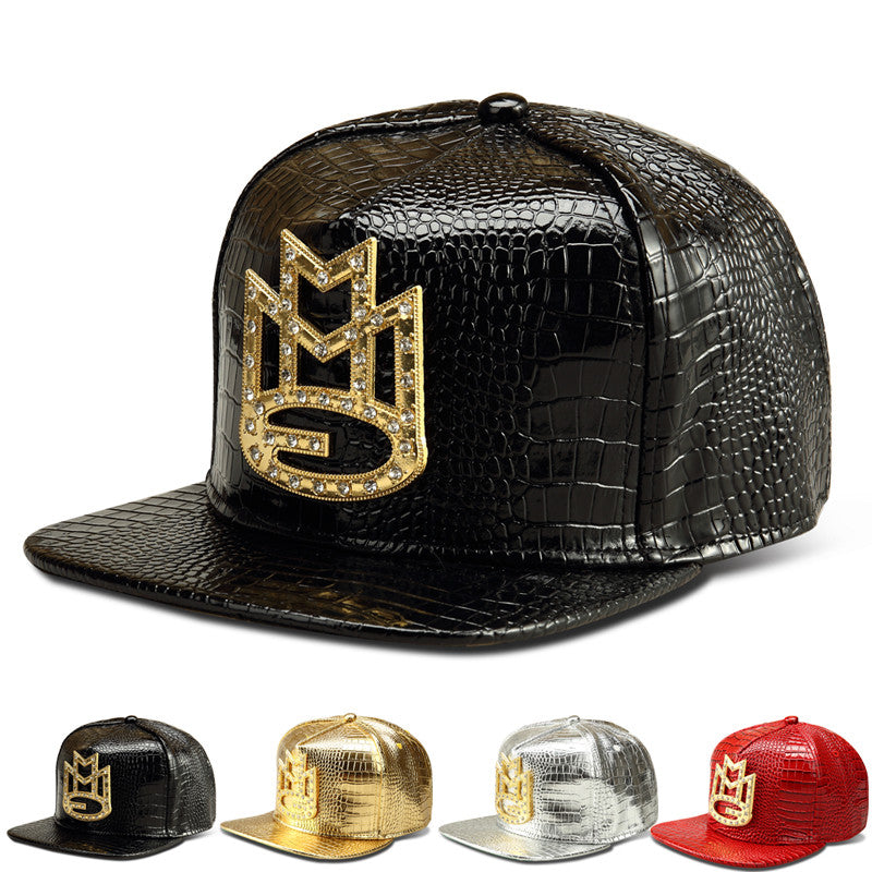 Fashion Baseball Leather Snapback with Gold Rhinestone Maybach Logo MMG Cap - TshirtNow.net - 2