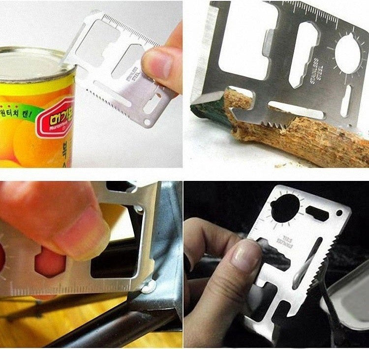 11 in 1 Multifunction Outdoor Hunting Survival Camping Pocket Military Credit Card Knife Multitool