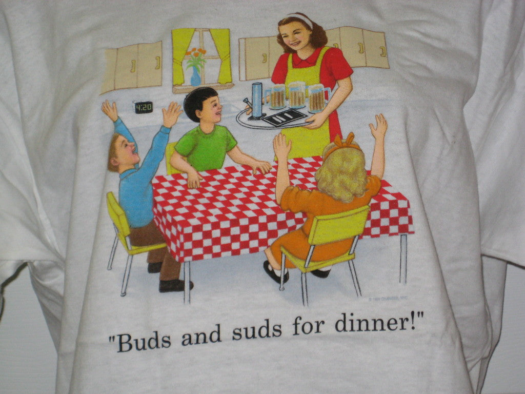 Childhood Buds and Suds for Dinner Adult White Tshirt - TshirtNow.net - 3