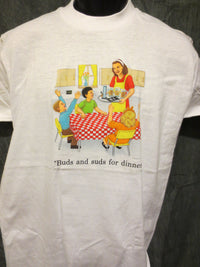 Thumbnail for Childhood Buds and Suds for Dinner Adult White Tshirt - TshirtNow.net - 5