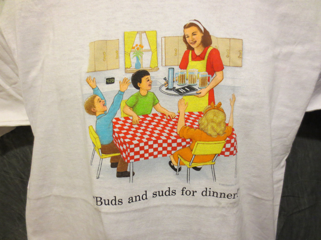 Childhood Buds and Suds for Dinner Adult White Tshirt - TshirtNow.net - 1
