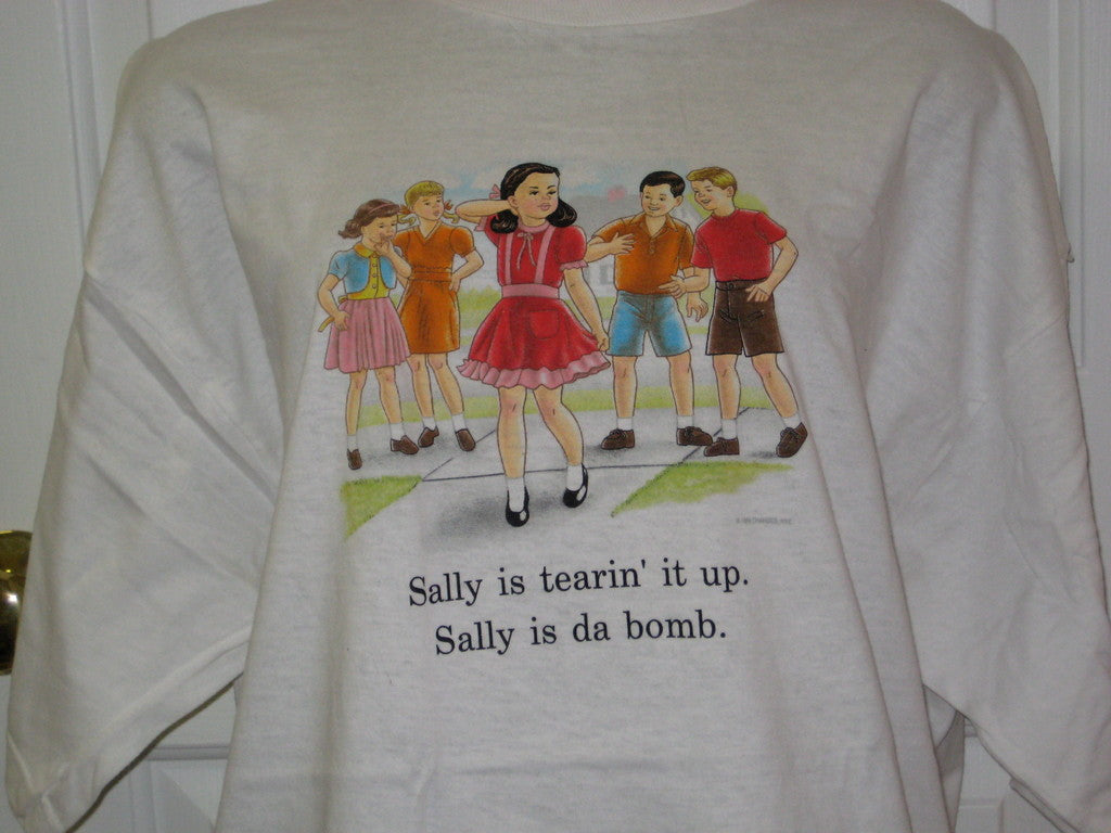 Childhood Sally is Tearin it Up, Sally is Da Bomb Adult White Tshirt - TshirtNow.net - 4