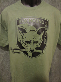 Thumbnail for Metal Gear Solid Fox Hound Special Force Group Tshirt: Military Army O.D. Green With Black  Print - TshirtNow.net - 2