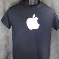 Thumbnail for Apple Logo Tshirt Black With White Print - TshirtNow.net - 3
