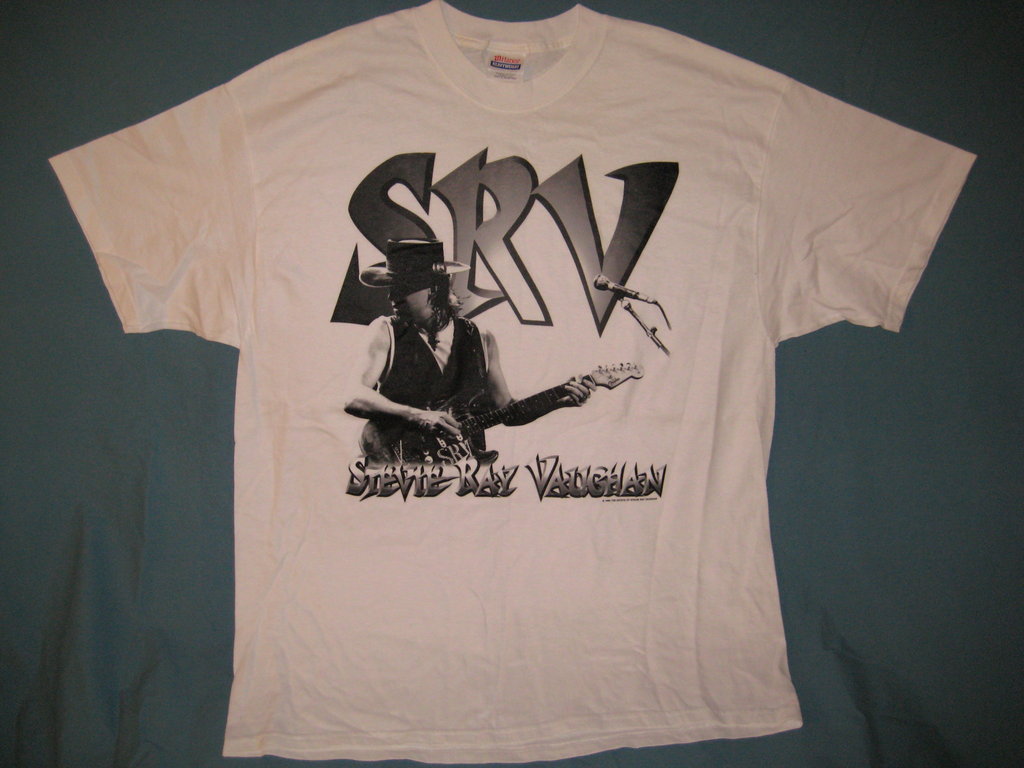 Srv Stevie Ray Vaughan Photo Initials White Colored Tshirt Size XL - TshirtNow.net