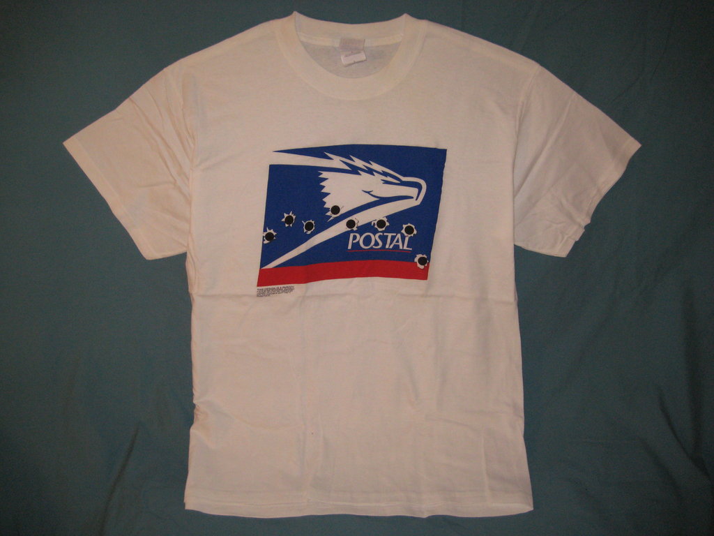 Postal Spoof Logo White Tshirt Size L - TshirtNow.net