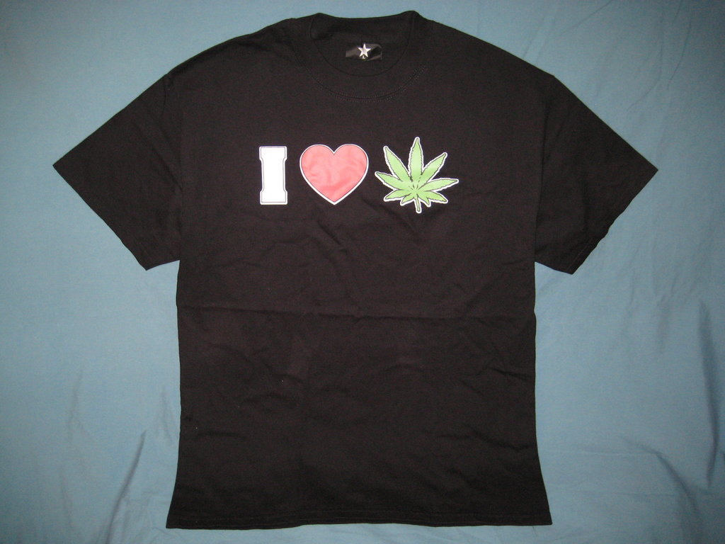 I Love Marijuana Sign Language Symbols Black Tshirt Size L - TshirtNow.net
