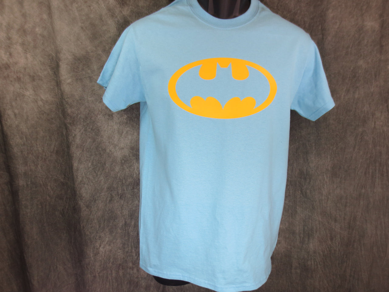 Batman One Color Classic Logo on Carolina Blue Tshirt - TshirtNow.net - 1