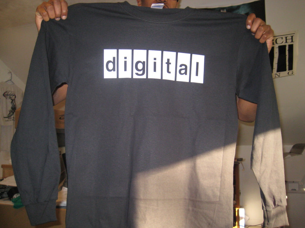 Digital Equipment Corporation Logo Longsleeve Tshirt: Black With White Print - TshirtNow.net