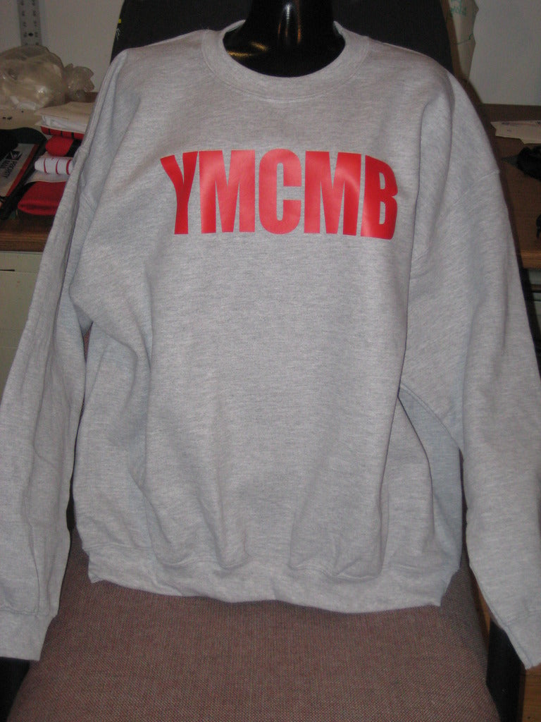 Ymcmb Crewneck Sweatshirt: Grey With Red Print - TshirtNow.net - 4