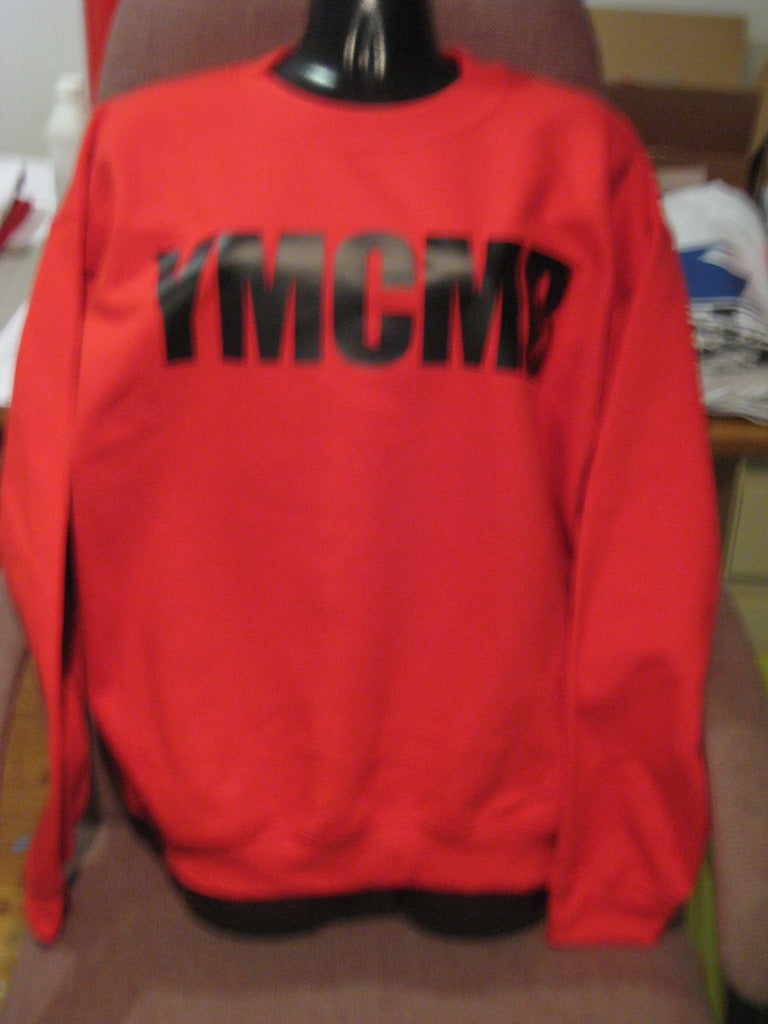 Ymcmb Crewneck Sweatshirt: Red With Black Print - TshirtNow.net - 2
