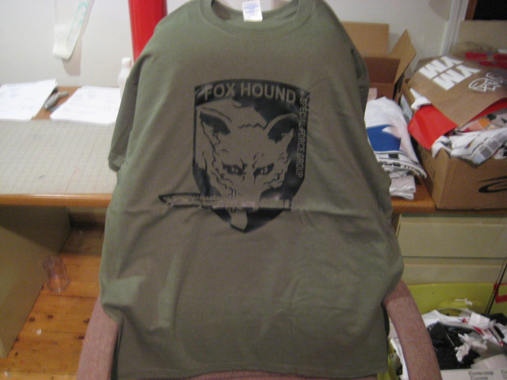 Metal Gear Solid Fox Hound Special Force Group Tshirt: Military Army O.D. Green With Black  Print - TshirtNow.net - 5