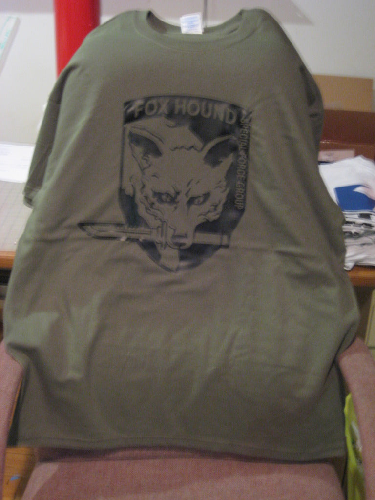 Metal Gear Solid Fox Hound Special Force Group Tshirt: Military Army O.D. Green With Black  Print - TshirtNow.net - 6