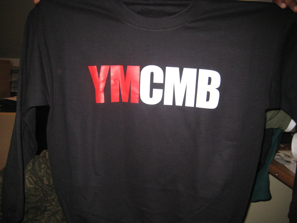 Ymcmb Crewneck Sweatshirt: Black With Oversize Red and White Print - TshirtNow.net - 2