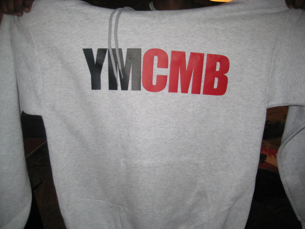 Ymcmb Hoodie: Grey With Oversize Red and Black Print - TshirtNow.net - 2