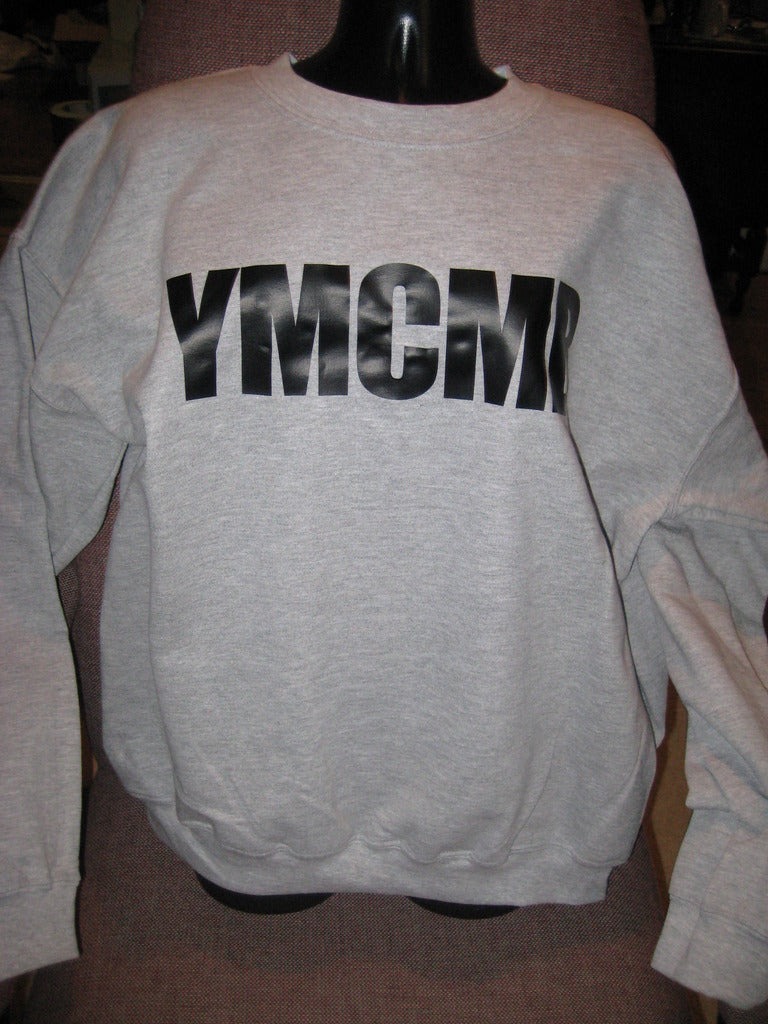 Ymcmb Crewneck Sweatshirt: Grey With Oversize Black Print - TshirtNow.net - 2
