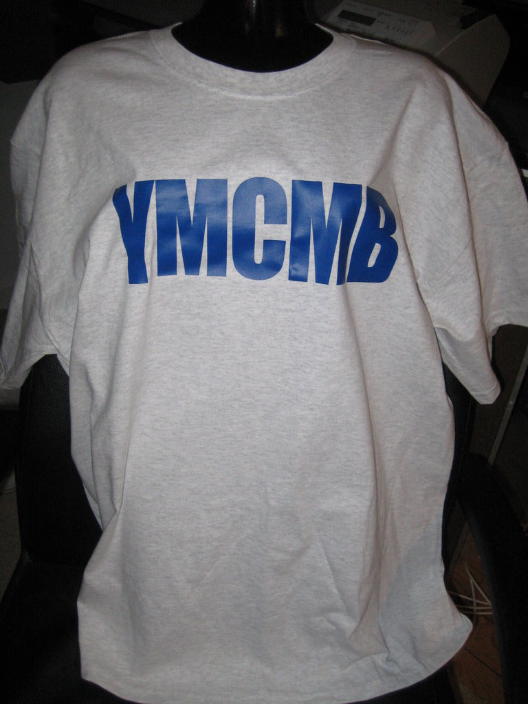 Ymcmb Tshirt: White With Blue Print - TshirtNow.net - 2