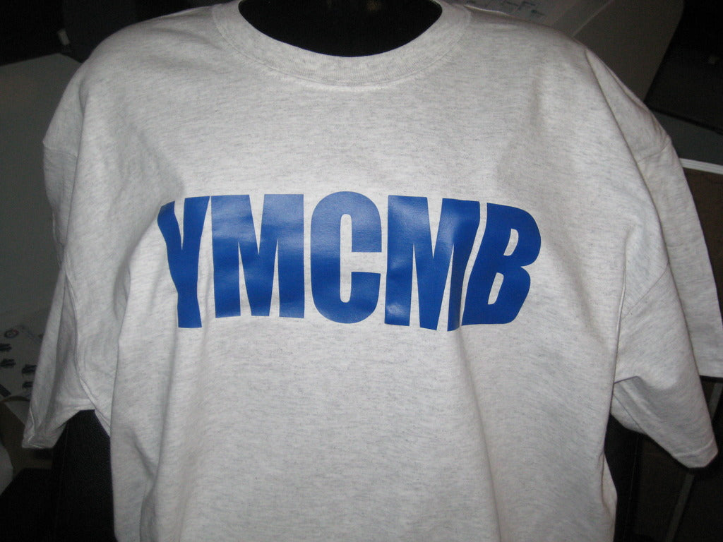 Ymcmb Tshirt: White With Blue Print - TshirtNow.net - 3