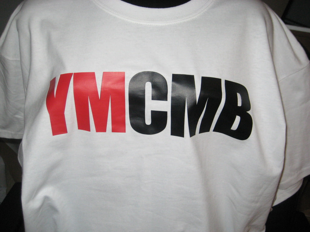 Ymcmb Tshirt: White With Red & Black Print - TshirtNow.net - 2