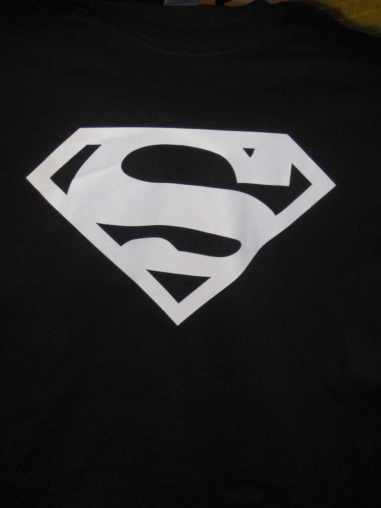 Superman White Classic Plain Logo Black Tshirt - TshirtNow.net - 4