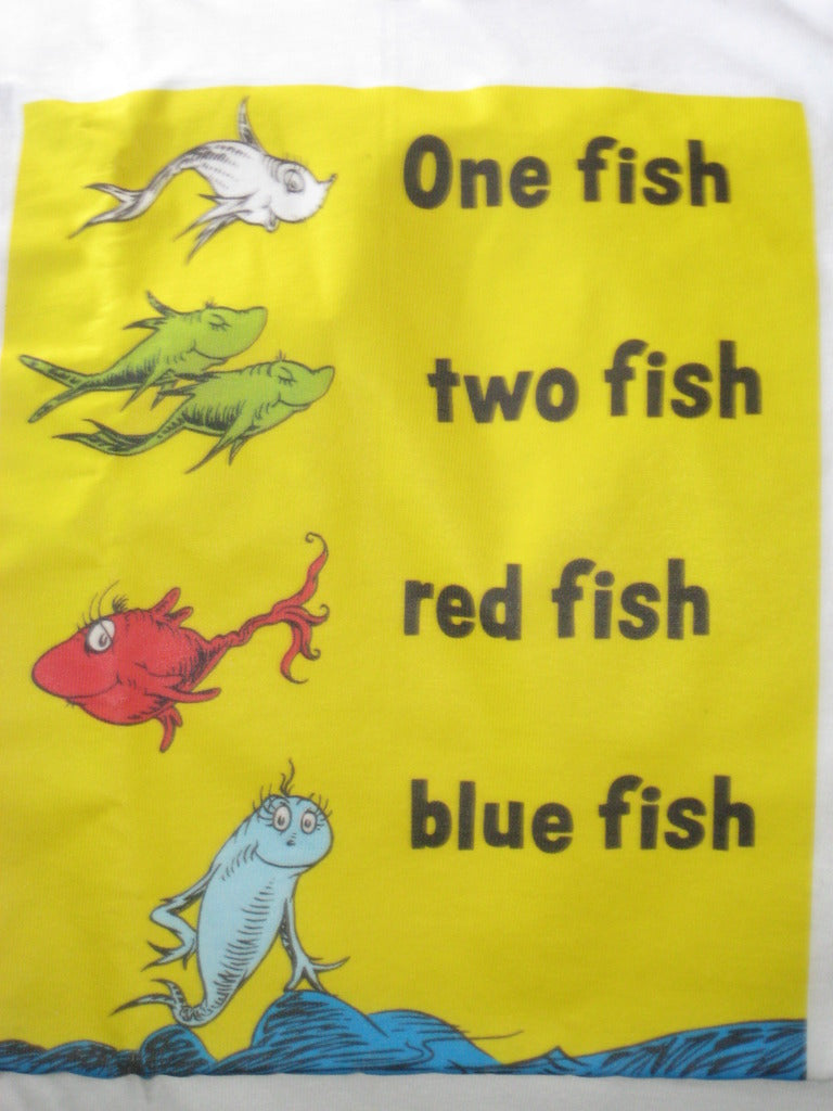 Dr. Seuss One Fish, Two Fish, Red Fish, Blue Fish Tshirt: White Tshirt - TshirtNow.net - 2