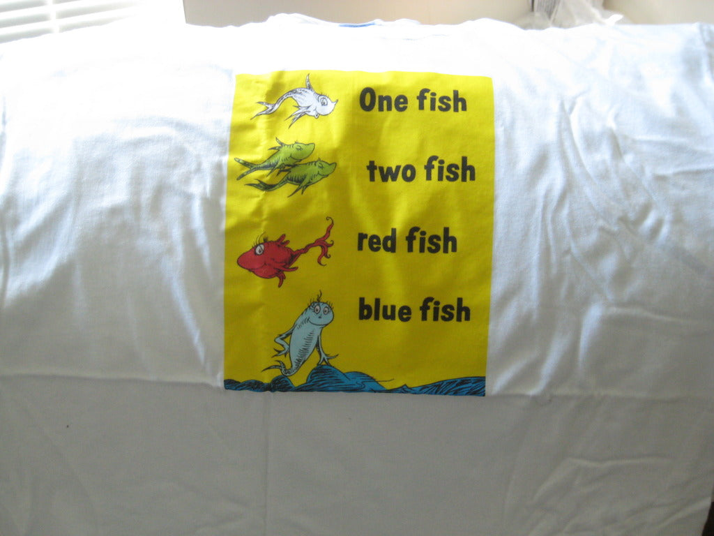 Dr. Seuss One Fish, Two Fish, Red Fish, Blue Fish Tshirt: White Tshirt - TshirtNow.net - 6