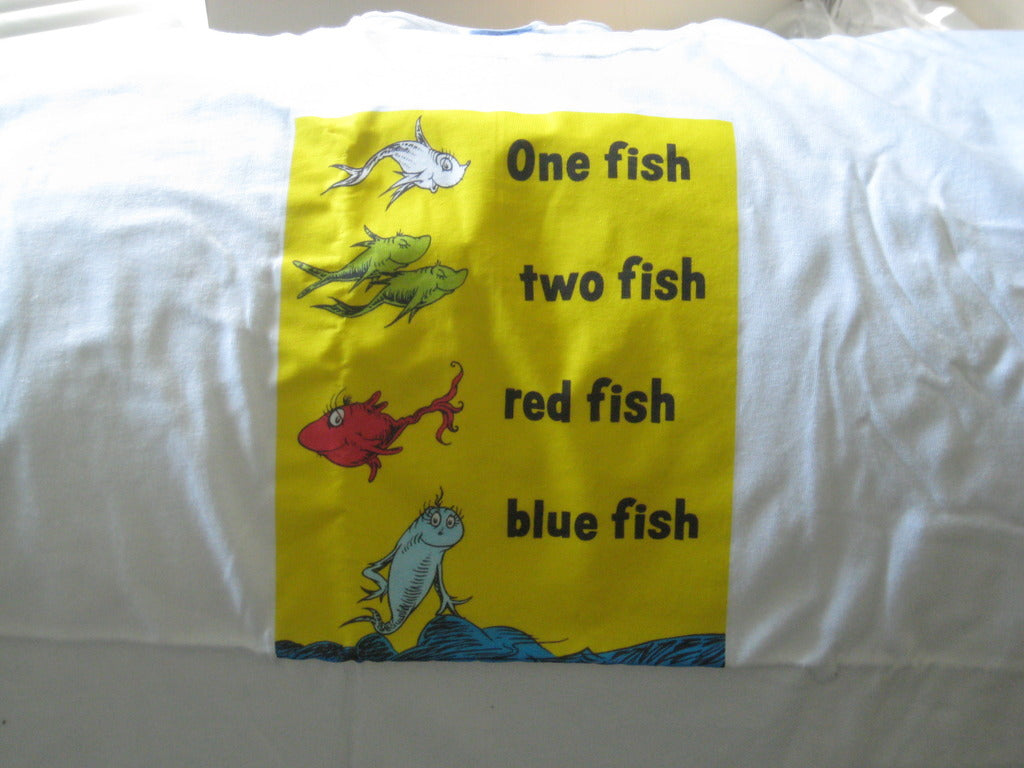Dr. Seuss One Fish, Two Fish, Red Fish, Blue Fish Tshirt: White Tshirt - TshirtNow.net - 5