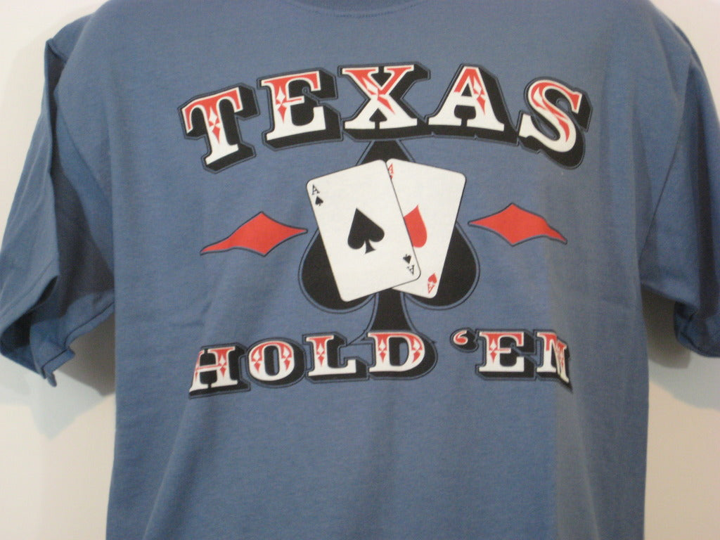 Texas Hold Em Tshirt: Blue Colored Tshirt - TshirtNow.net - 1