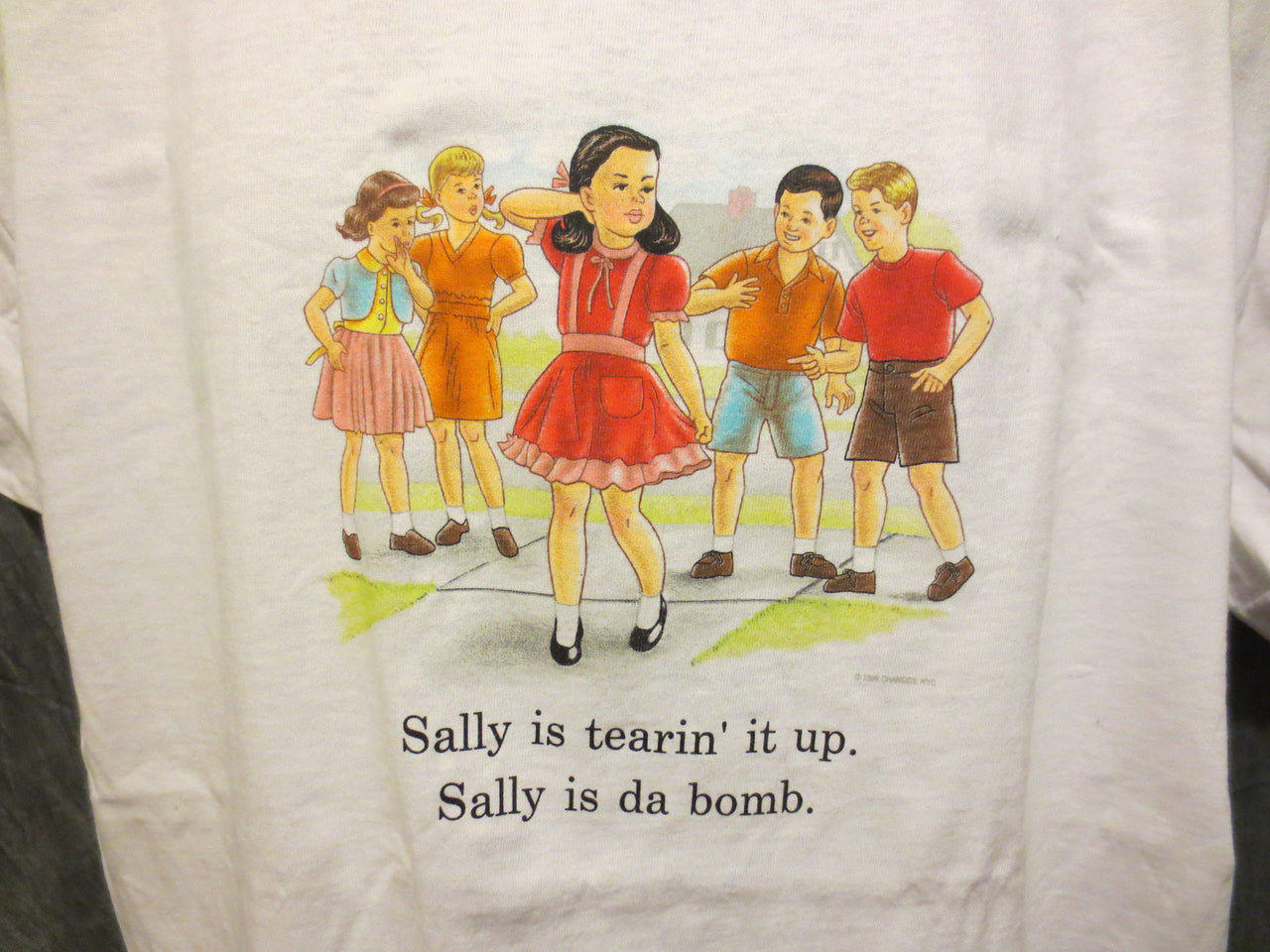 Childhood Sally is Tearin it Up, Sally is Da Bomb Adult White Tshirt - TshirtNow.net - 5