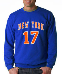Thumbnail for New York Knicks Jeremy Lin - Blue Crewneck Sweatshirt - TshirtNow.net