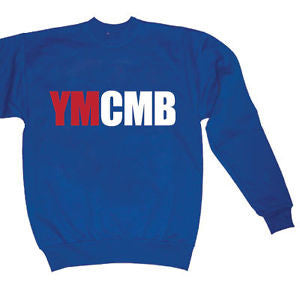 Ymcmb Crewneck Sweatshirt: Royal Blue With Red and White Print - TshirtNow.net