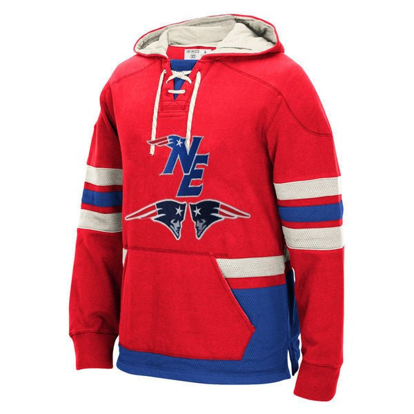 New England Patriots Laced Hockey style Hoodie Sweatshirt