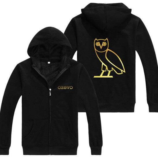 Drake OVOXO Hoodie Zip Up Cardigan OVO Gold Owl Gang Gold Printed Hoodie - TshirtNow.net - 1