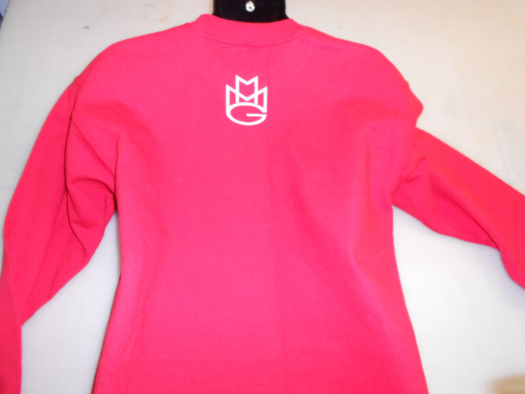 Maybach Music Crewneck Sweatshirt:Red with White Print - TshirtNow.net - 2