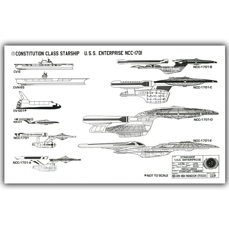 Star Trek Enterprise Starship Models Blueprints Poster Silk Print Wall Art