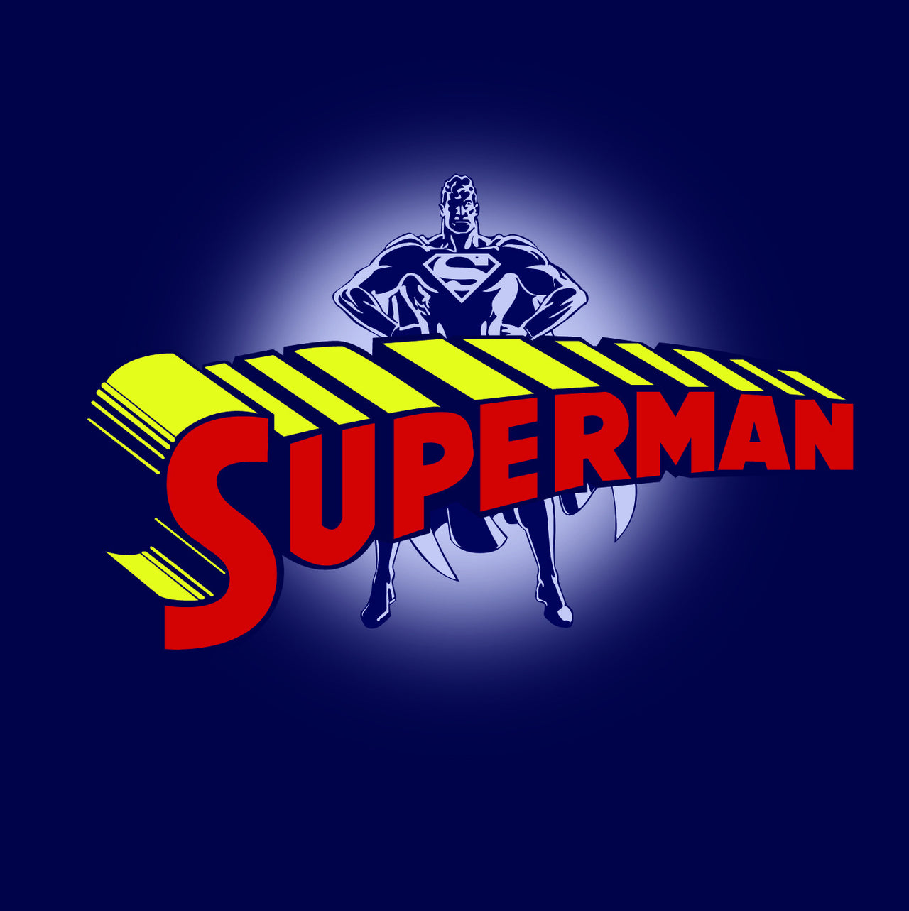 Superman Standing Figure Logo on Navy Tank top - TshirtNow.net - 2