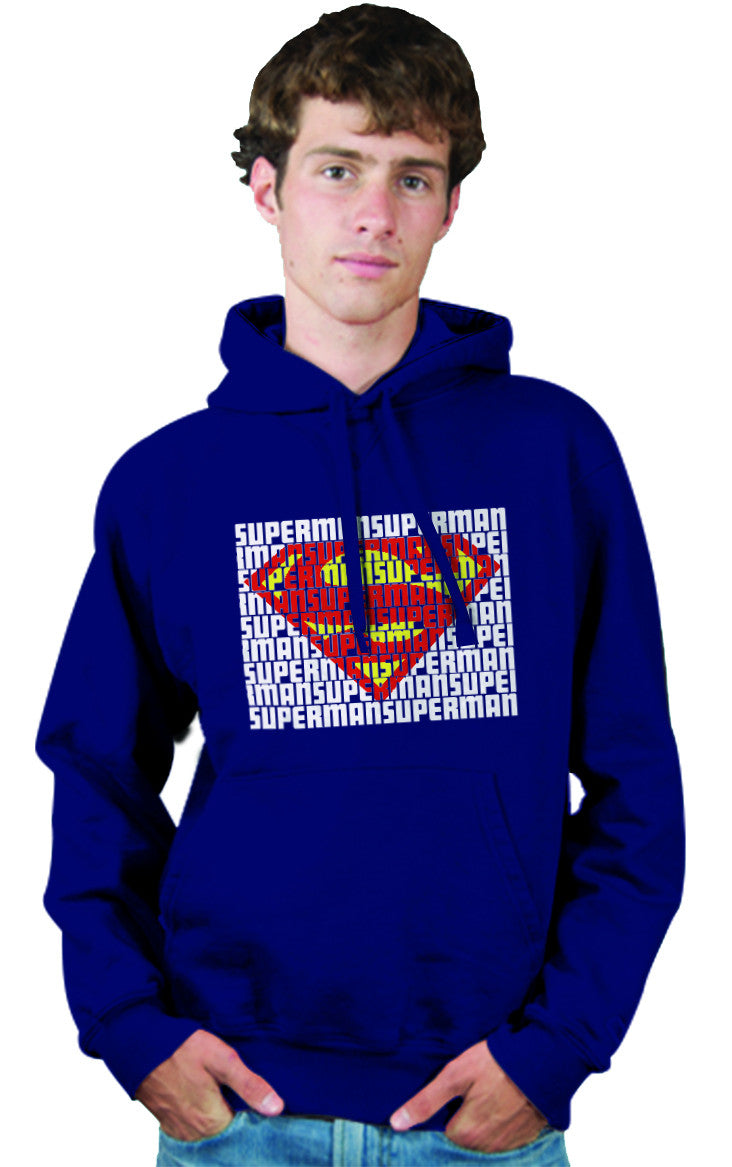Superman Word Art Logo On Navy Hoodie for Men - TshirtNow.net - 1