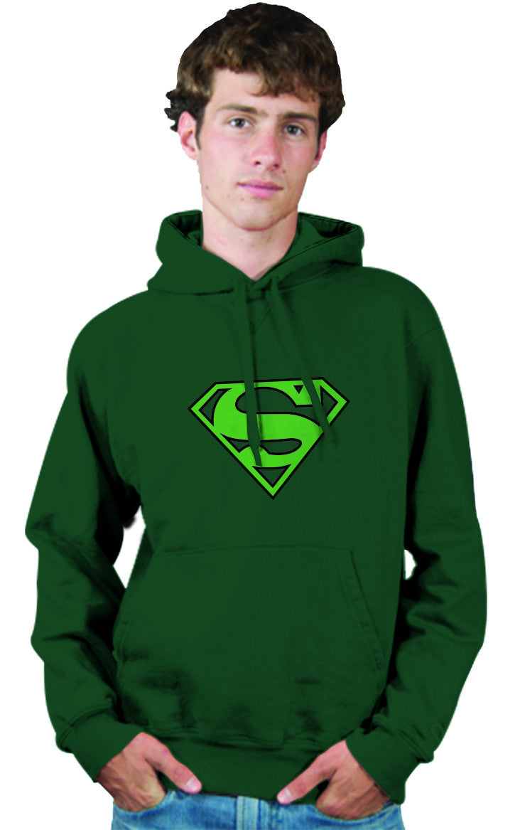 Superman Green Logo on Dark Green Colored Hoodie for Men - TshirtNow.net - 1