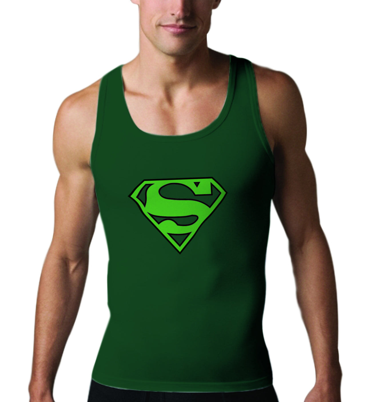 Superman Green Logo on Dark Green Tank top for Men - TshirtNow.net - 1