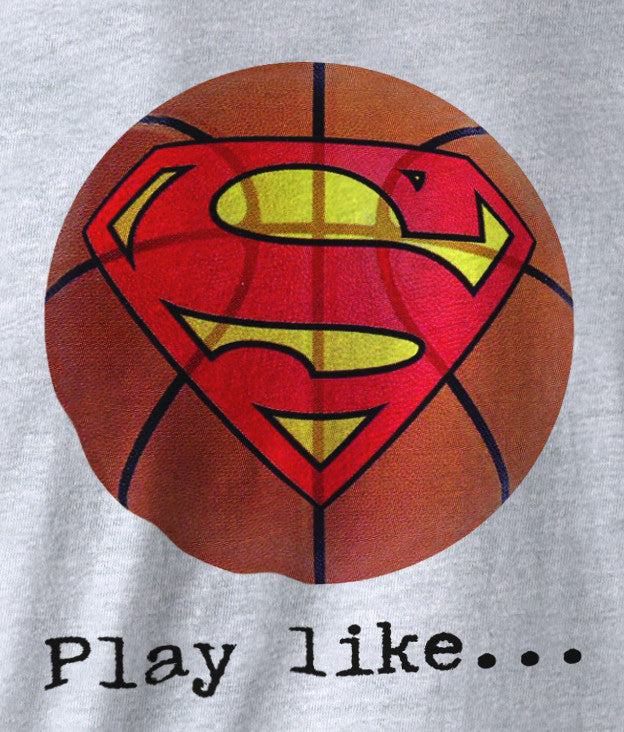 Superman 'Play like' Basketball Logo on Ash Grey Colored Pocket Tshirt - TshirtNow.net - 3