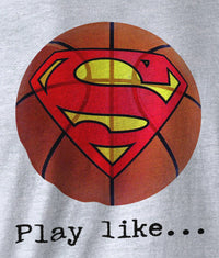 Thumbnail for Superman 'Play like' Basketball Logo on Ash Grey Colored Pocket Tshirt - TshirtNow.net - 3